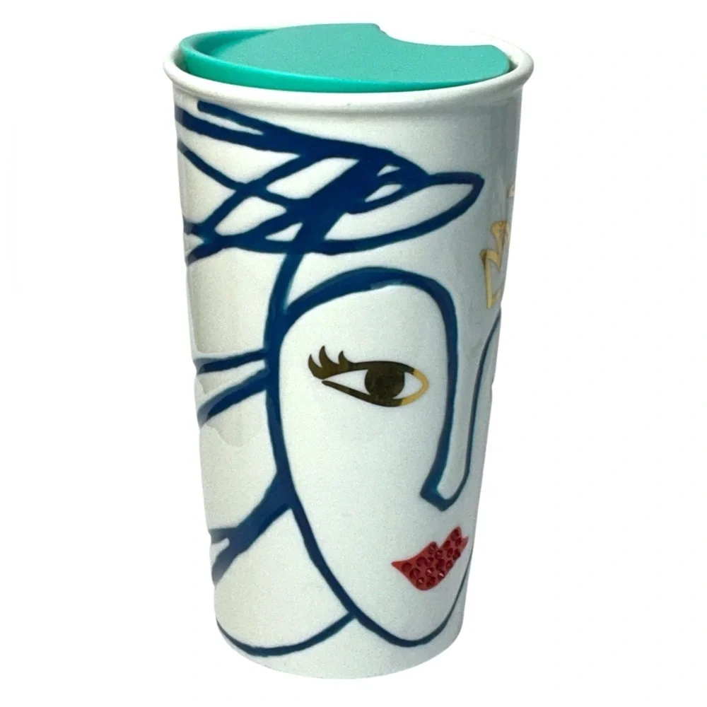 Starbucks 2016 Anniversary Ceramic Tumbler Swarovski Red Crystal Lip Siren Mug